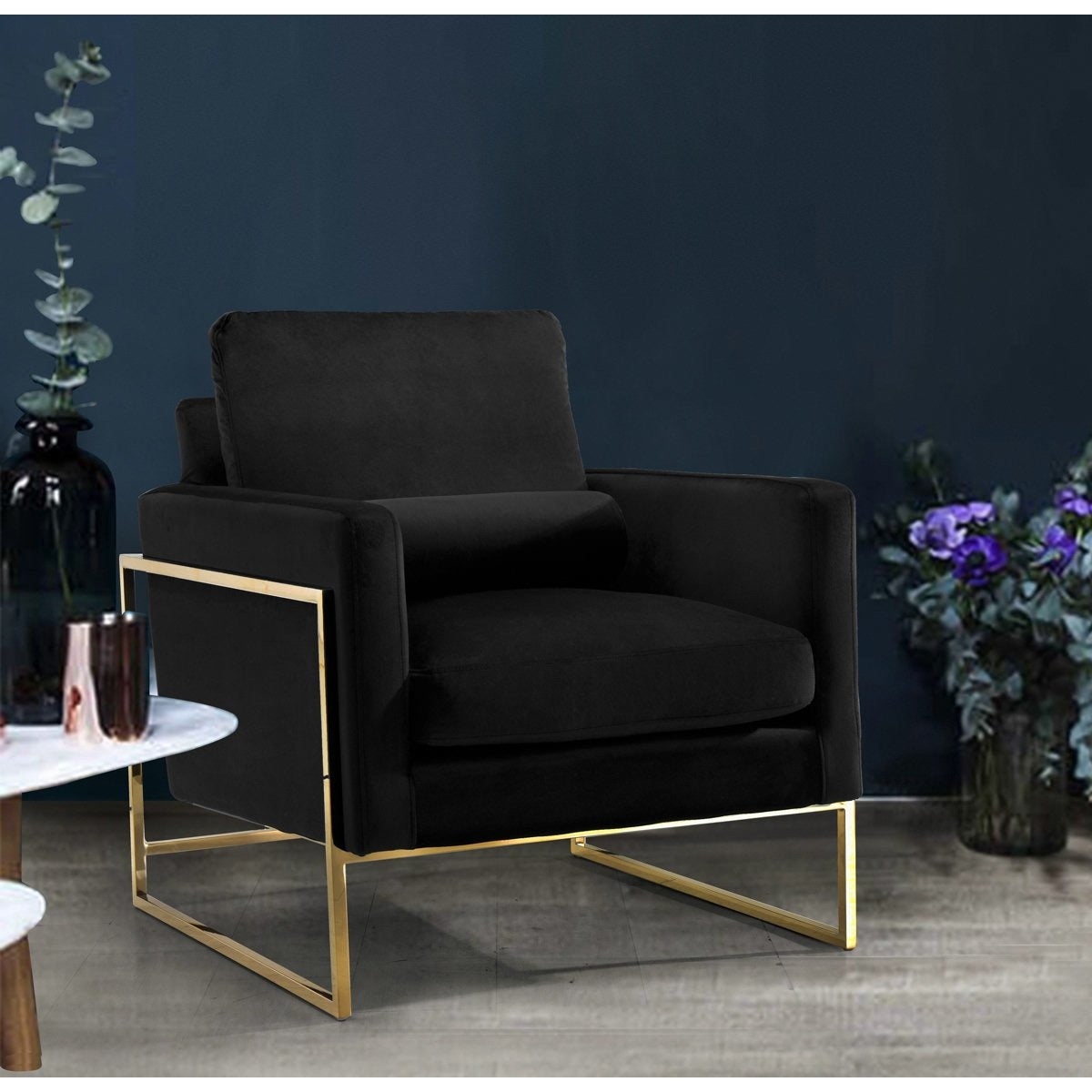 Meridian Furniture Mila Black Velvet Chair-Minimal & Modern