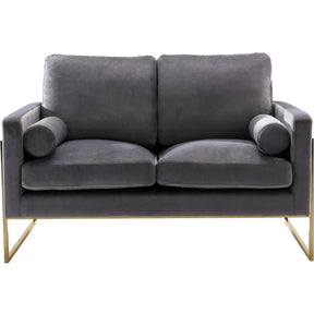 Meridian Furniture Mila Grey Velvet Loveseat-Minimal & Modern