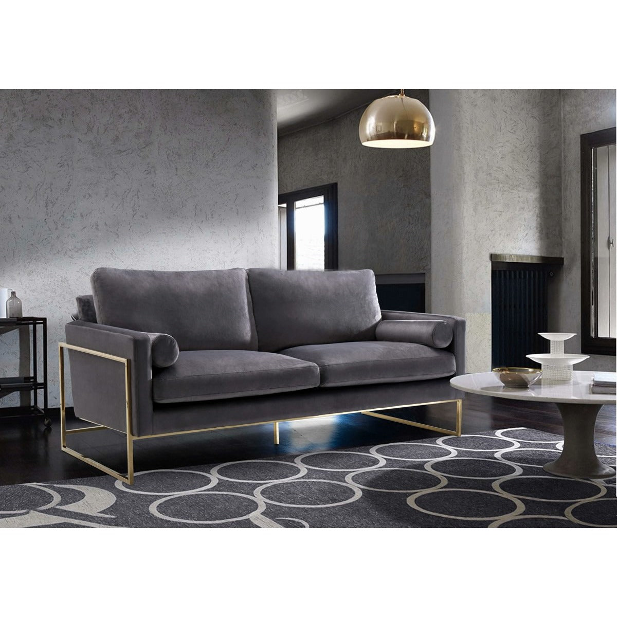 Meridian Furniture Mila Grey Velvet Sofa-Minimal & Modern