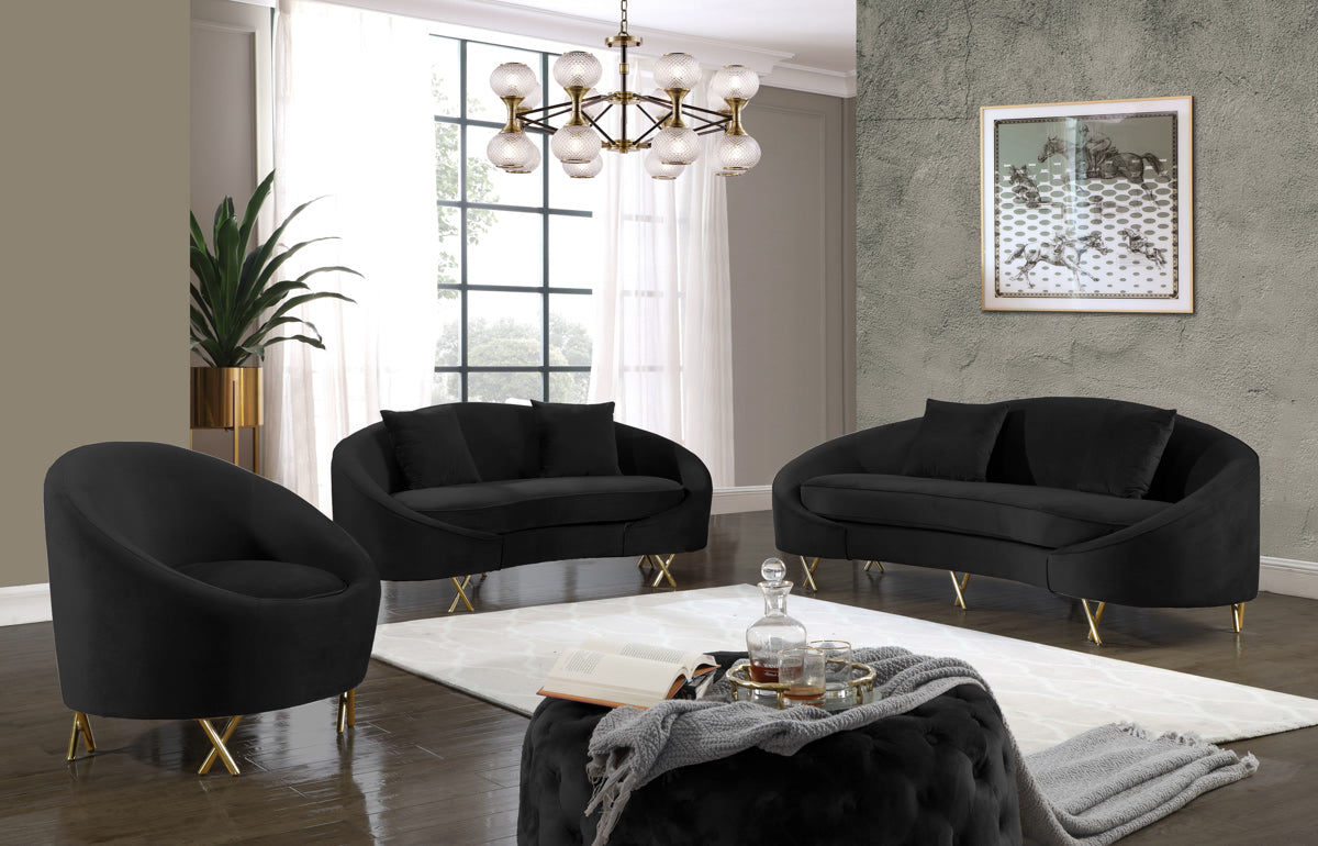 Meridian Furniture Serpentine Black Velvet Chair
