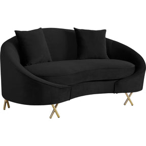 Meridian Furniture Serpentine Black Velvet LoveseatMeridian Furniture - Loveseat - Minimal And Modern - 1