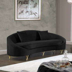 Meridian Furniture Serpentine Black Velvet Sofa