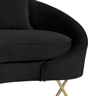 Meridian Furniture Serpentine Black Velvet Sofa