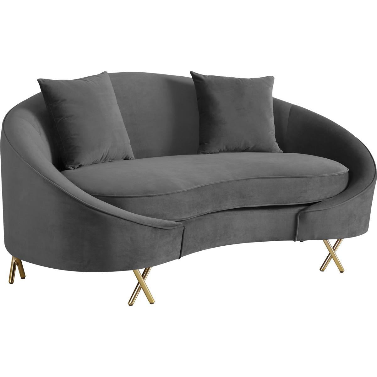 Meridian Furniture Serpentine Grey Velvet LoveseatMeridian Furniture - Loveseat - Minimal And Modern - 1