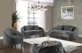Meridian Furniture Serpentine Grey Velvet Loveseat