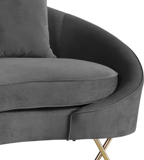 Meridian Furniture Serpentine Grey Velvet Sofa