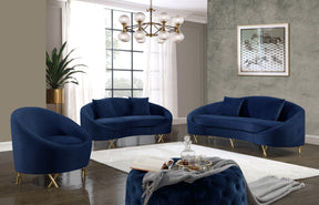 Meridian Furniture Serpentine Navy Velvet Sofa