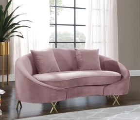 Meridian Furniture Serpentine Pink Velvet Loveseat
