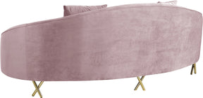 Meridian Furniture Serpentine Pink Velvet Sofa