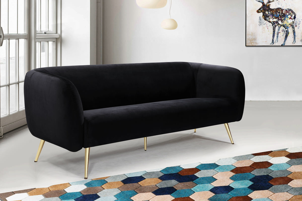 Meridian Furniture Harlow Black Velvet Sofa