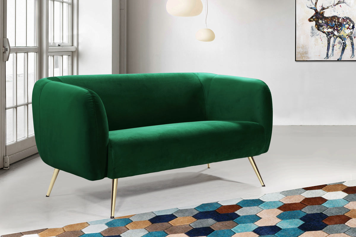 Meridian Furniture Harlow Green Velvet Loveseat