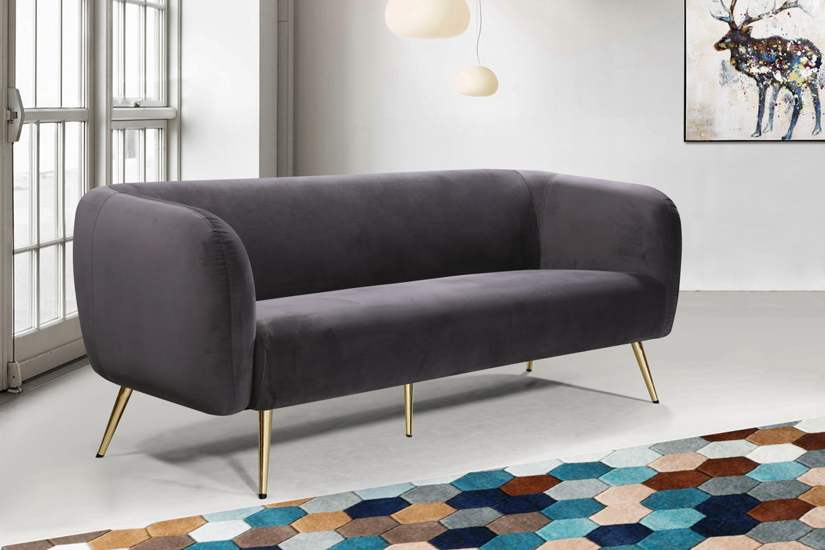 Meridian Furniture Harlow Grey Velvet Sofa