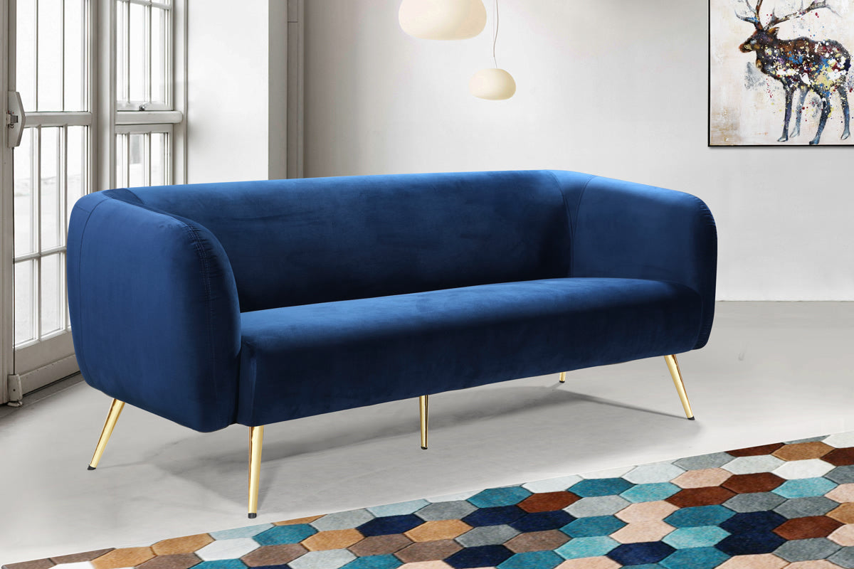 Meridian Furniture Harlow Navy Velvet Sofa