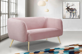 Meridian Furniture Harlow Pink Velvet Loveseat