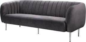 Meridian Furniture Willow Grey Velvet Sofa