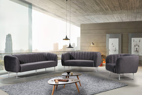 Meridian Furniture Willow Grey Velvet Sofa