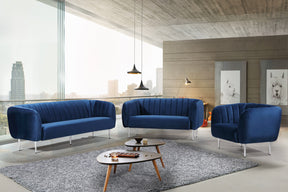 Meridian Furniture Willow Navy Velvet Sofa