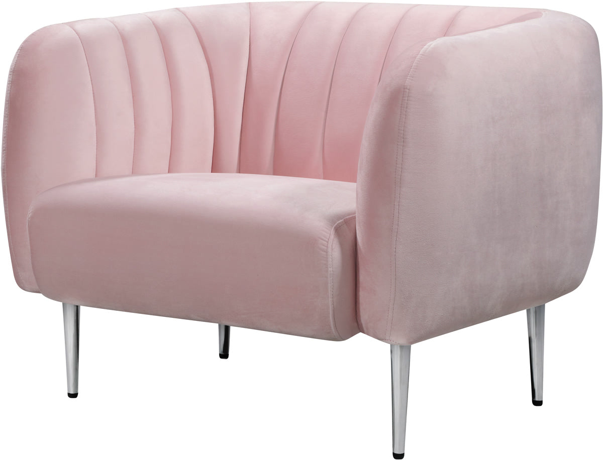 Meridian Furniture Willow Pink Velvet Chair