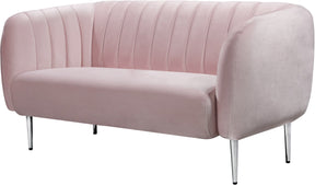 Meridian Furniture Willow Pink Velvet Loveseat