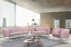 Meridian Furniture Willow Pink Velvet Loveseat