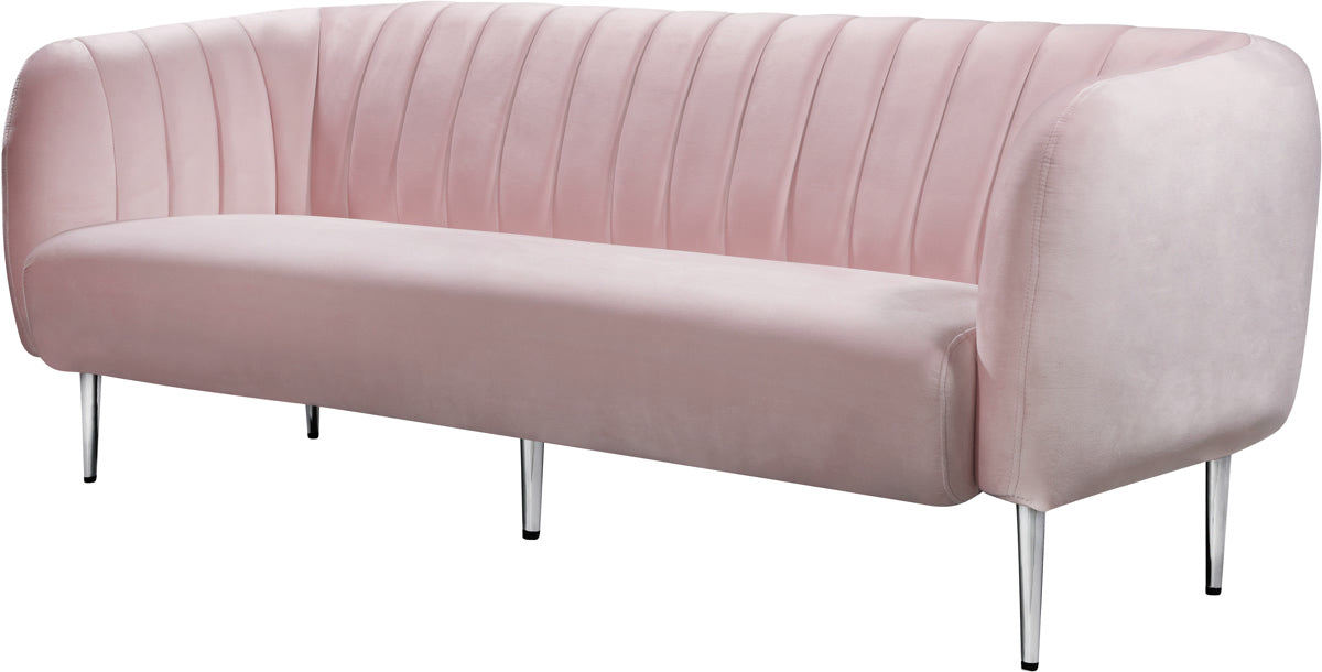 Meridian Furniture Willow Pink Velvet Sofa