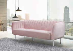 Meridian Furniture Willow Pink Velvet Sofa