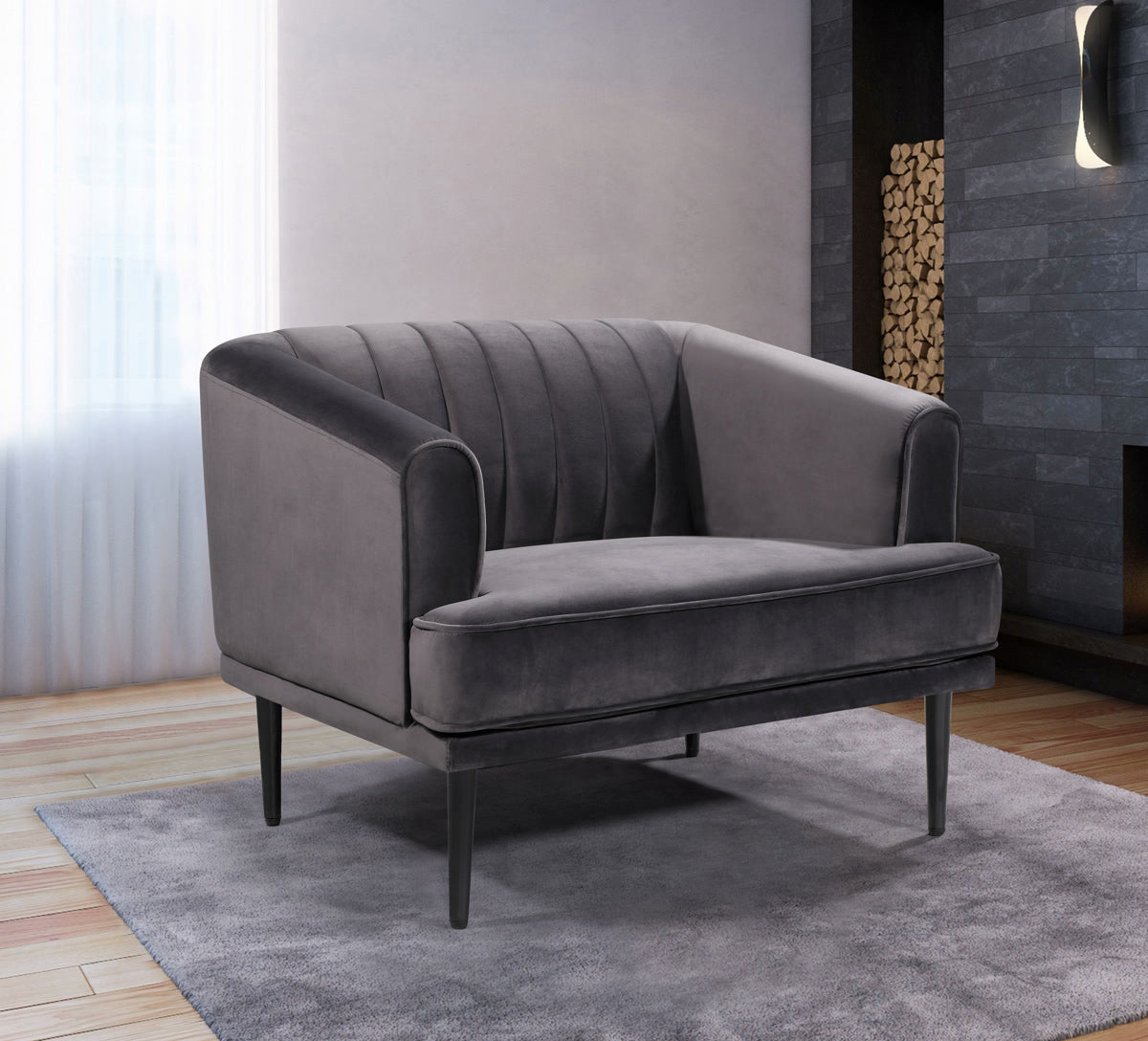 Meridian Furniture Rory Grey Velvet Chair