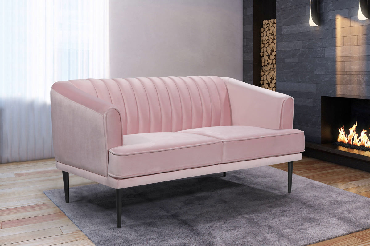 Meridian Furniture Rory Pink Velvet Loveseat