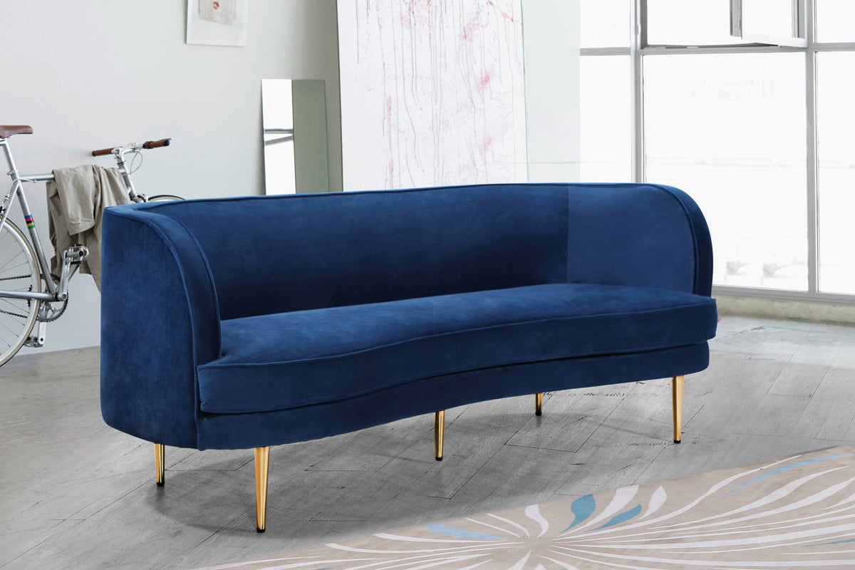Meridian Furniture Vivian Navy Velvet Sofa