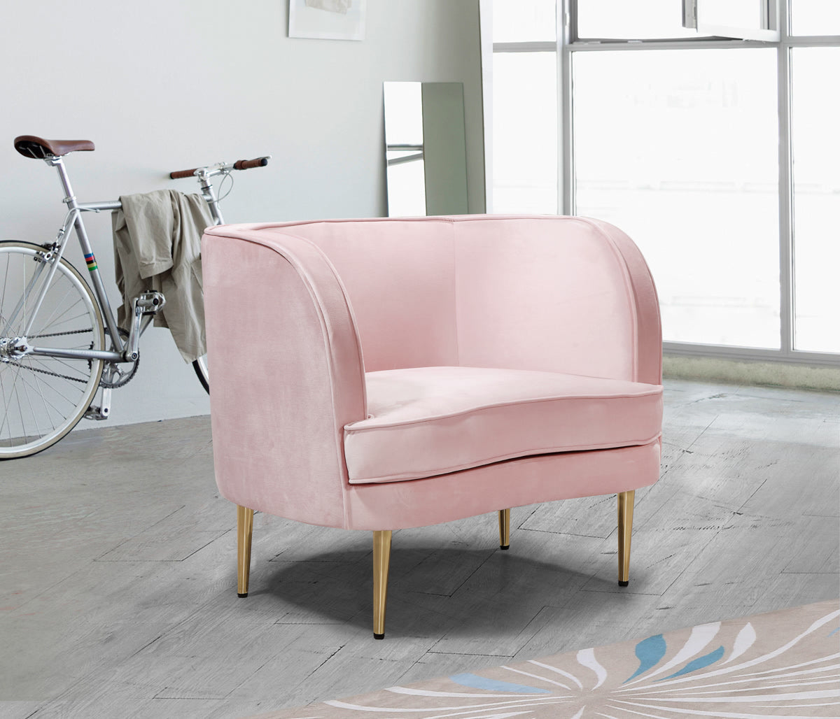 Meridian Furniture Vivian Pink Velvet Chair