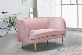 Meridian Furniture Vivian Pink Velvet Loveseat