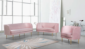 Meridian Furniture Vivian Pink Velvet Loveseat