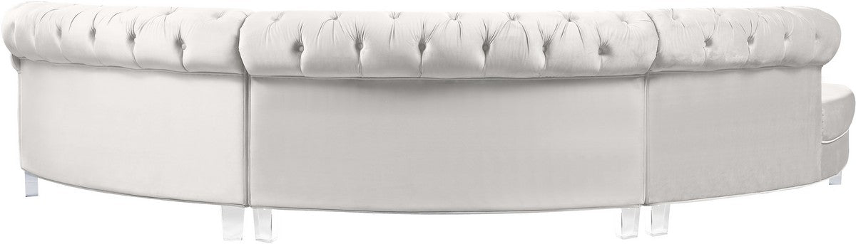Meridian Furniture Anabella Cream Velvet 3pc. Sectional