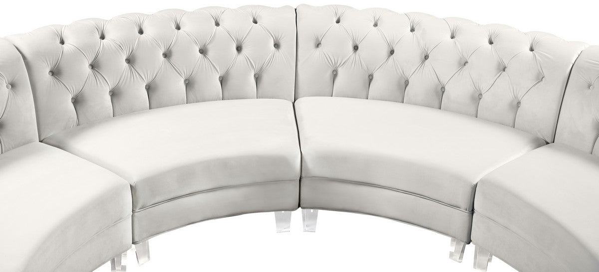 Meridian Furniture Anabella Cream Velvet 5pc. Sectional