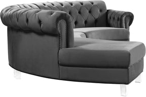 Meridian Furniture Anabella Grey Velvet 3pc. Sectional