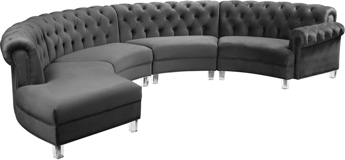Meridian Furniture Anabella Grey Velvet 4pc. Sectional