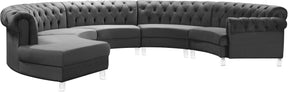 Meridian Furniture Anabella Grey Velvet 5pc. Sectional
