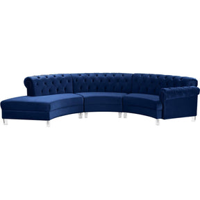 Meridian Furniture Anabella Navy Velvet 3pc. SectionalMeridian Furniture - 3pc. Sectional - Minimal And Modern - 1
