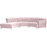 Meridian Furniture Anabella Pink Velvet 3pc. SectionalMeridian Furniture - 3pc. Sectional - Minimal And Modern - 1