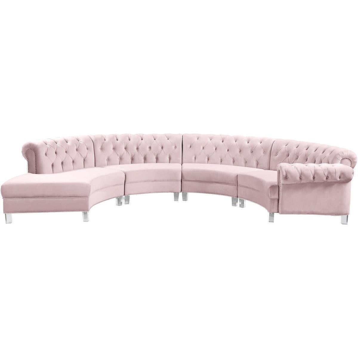 Meridian Furniture Anabella Pink Velvet 4pc. SectionalMeridian Furniture - 4pc. Sectional - Minimal And Modern - 1