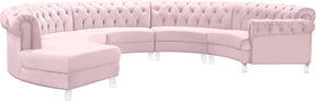 Meridian Furniture Anabella Pink Velvet 5pc. Sectional