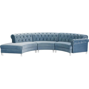 Meridian Furniture Anabella Sky Blue Velvet 3pc. SectionalMeridian Furniture - 3pc. Sectional - Minimal And Modern - 1