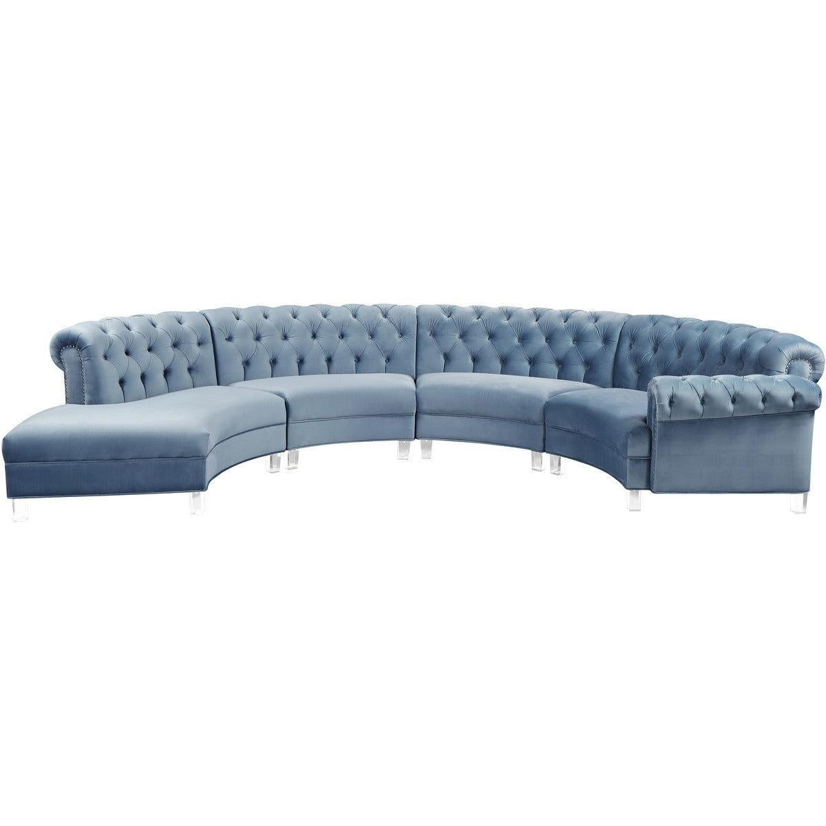 Meridian Furniture Anabella Sky Blue Velvet 4pc. SectionalMeridian Furniture - 4pc. Sectional - Minimal And Modern - 1