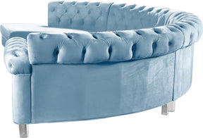 Meridian Furniture Anabella Sky Blue Velvet 4pc. Sectional