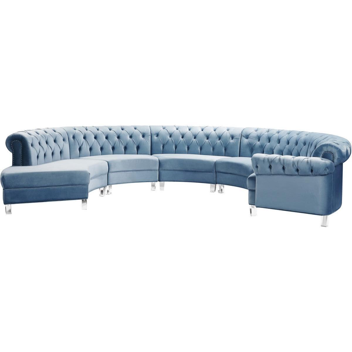 Meridian Furniture Anabella Sky Blue Velvet 5pc. SectionalMeridian Furniture - 5pc. Sectional - Minimal And Modern - 1