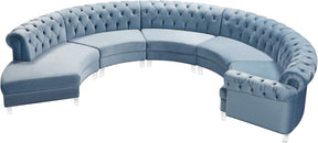 Meridian Furniture Anabella Sky Blue Velvet 5pc. Sectional