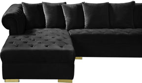 Meridian Furniture Presley Black Velvet 3pc. Sectional