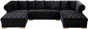 Meridian Furniture Presley Black Velvet 3pc. Sectional