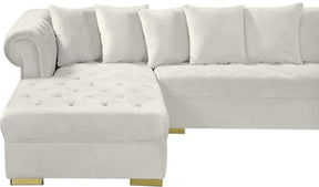 Meridian Furniture Presley Cream Velvet 3pc. Sectional