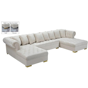 Meridian Furniture Presley Cream Velvet 3pc. SectionalMeridian Furniture - 3pc. Sectional - Minimal And Modern - 1